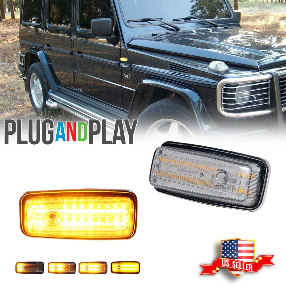 Sequential Amber LED Front Side Marker Lights for Mercedes-Benz G-Class (1986–2002)