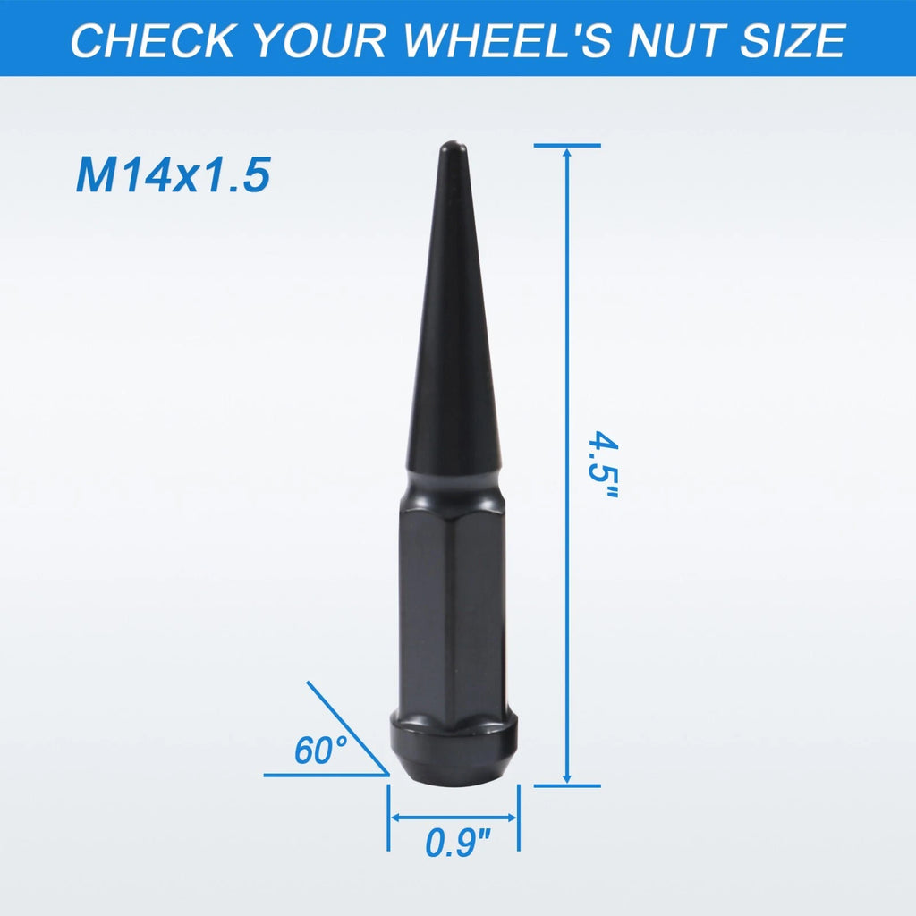 Set of 24 Black Spike Lug Nuts for Chevy Silverado Tahoe