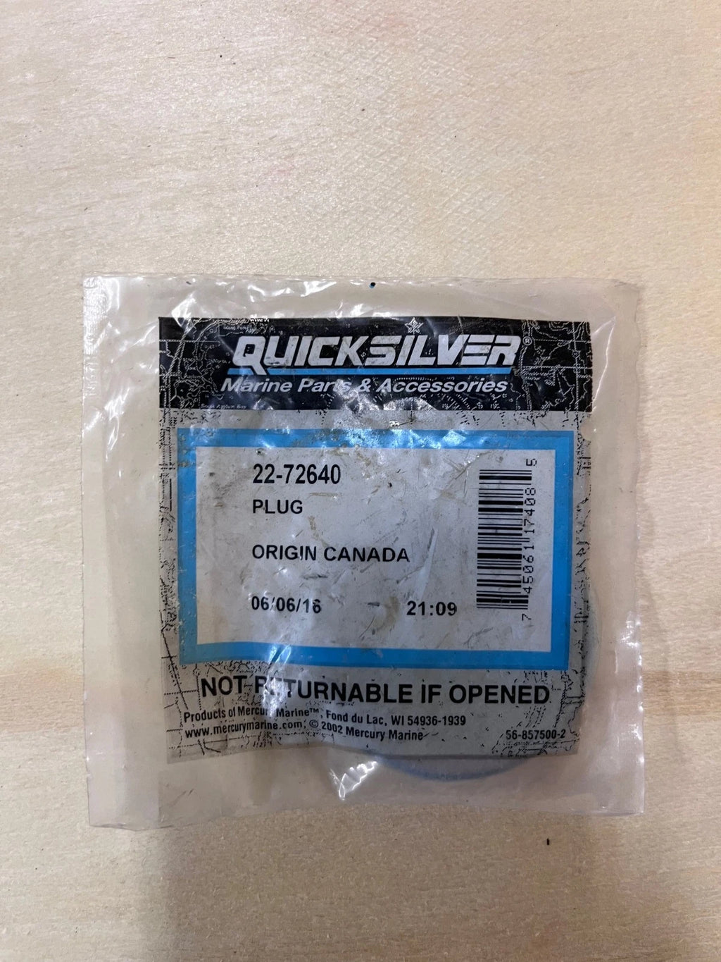 Plug for Mercury Marine (22-72640)