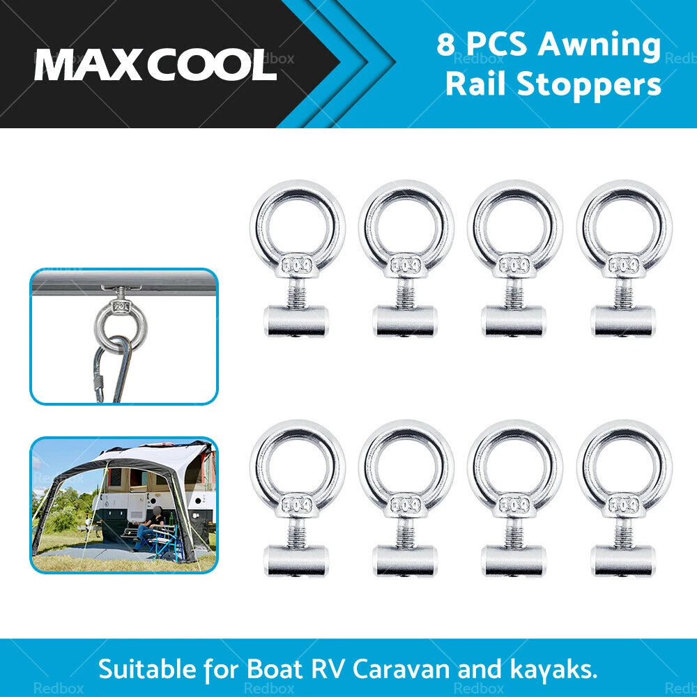 Set of 8 Awning Rail Stoppers for Caravan Motorhome Campervan RV Boat