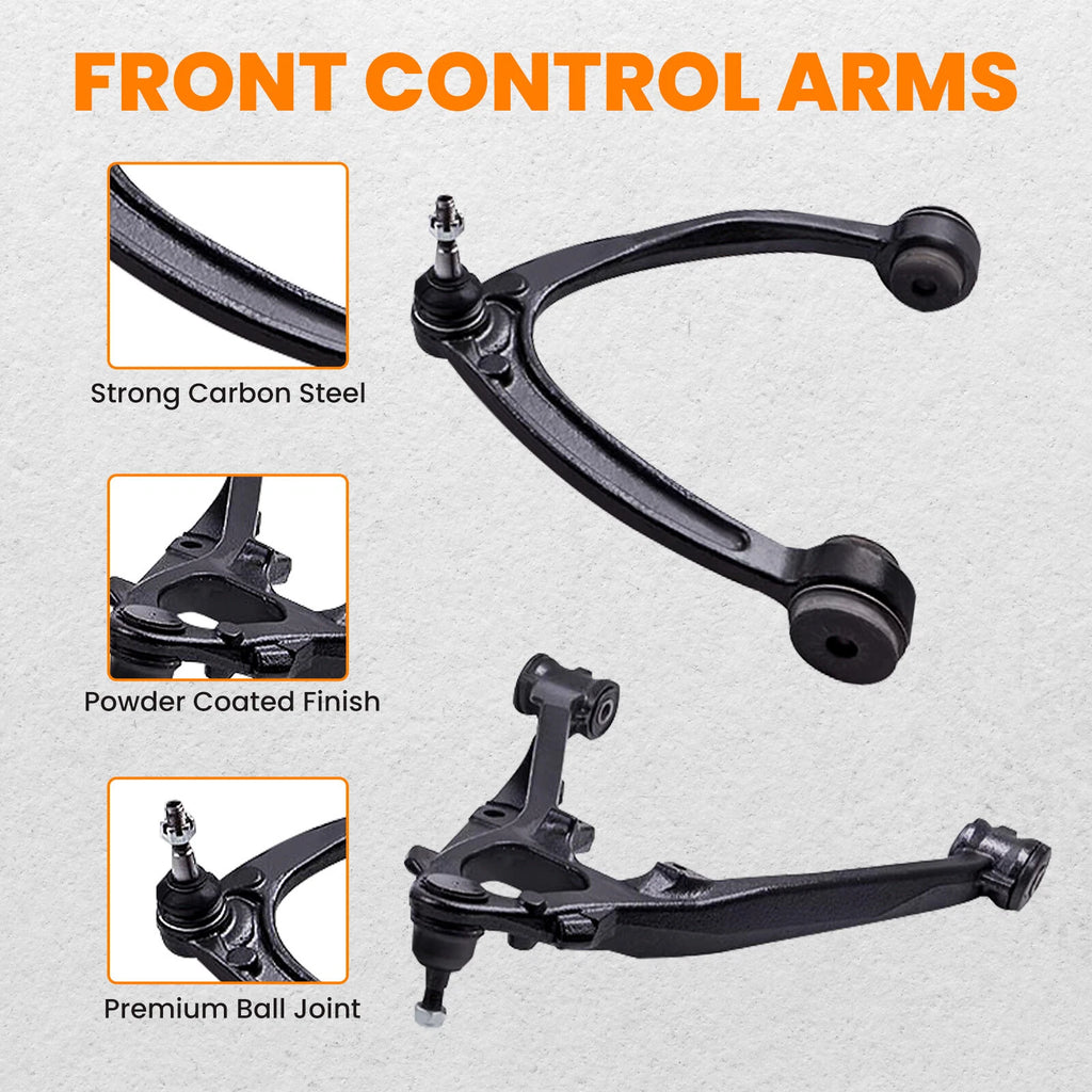 4X Front Upper Lower Control Arms Kit for Chevy Silverado GMC Sierra 1500 (2007–2018)