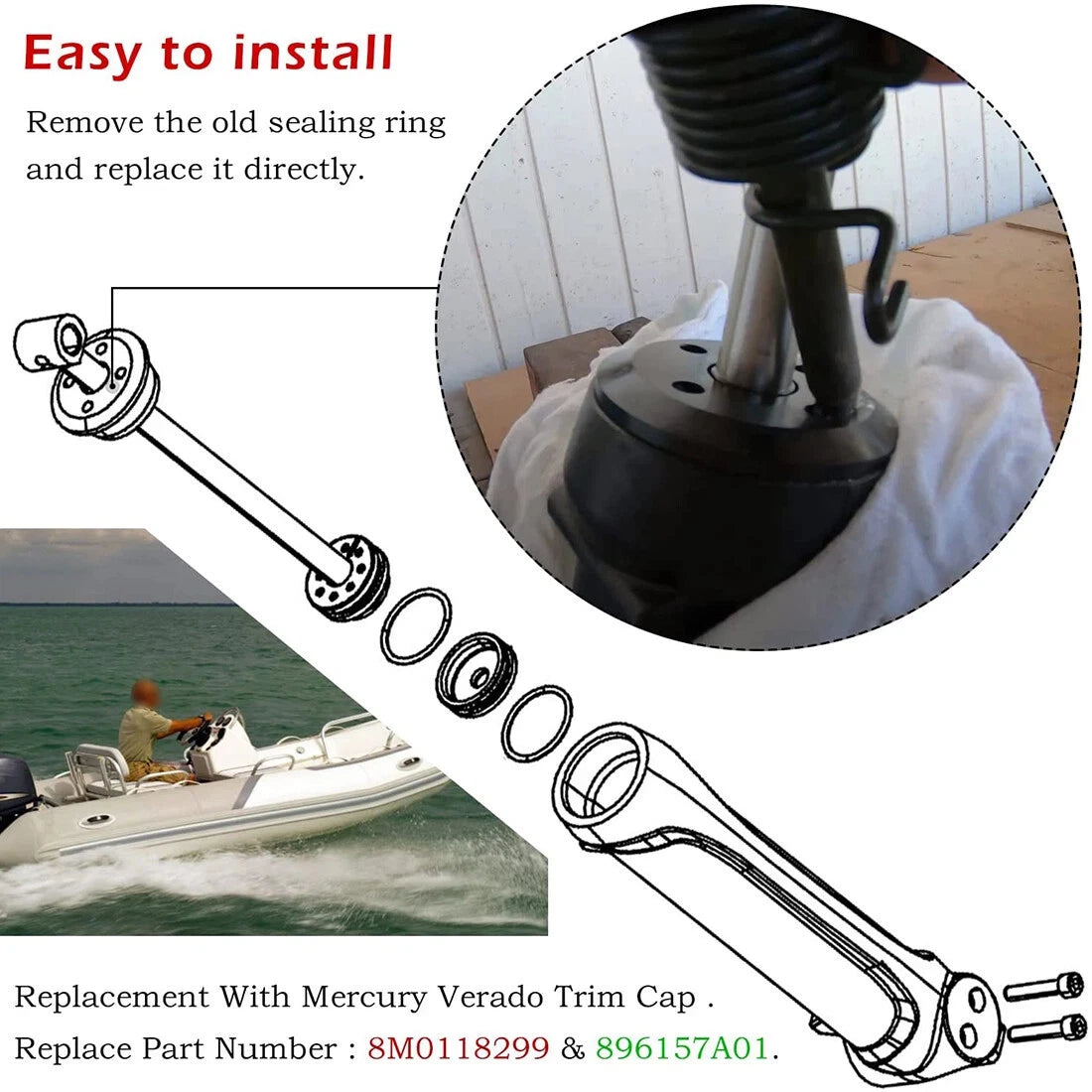 Trim Cap for Mercury Outboard 200HP 225HP 250HP 275HP 300HP 400HP (2000–2023) 8M0118299