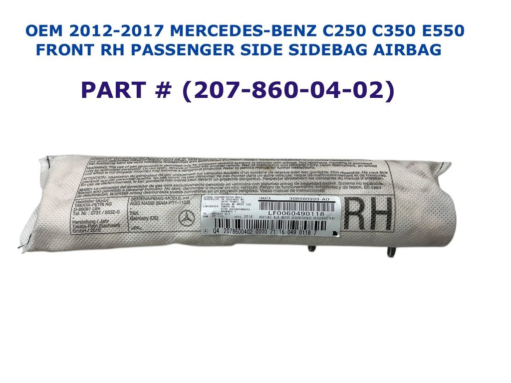 Front Right Side Airbag for Mercedes-Benz C250 C350 E550 (2012–2017)