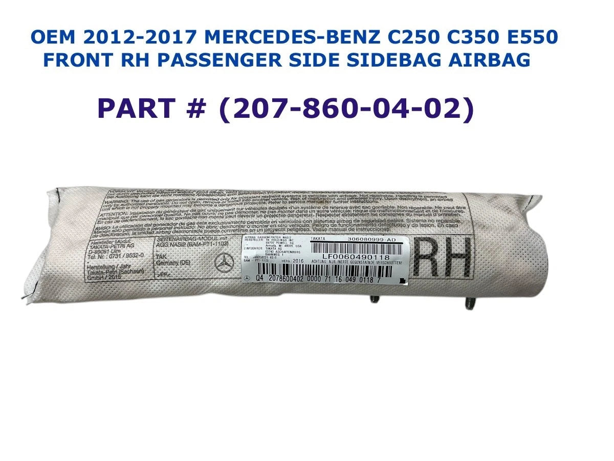 Front Right Side Airbag for Mercedes-Benz C250 C350 E550 (2012–2017)