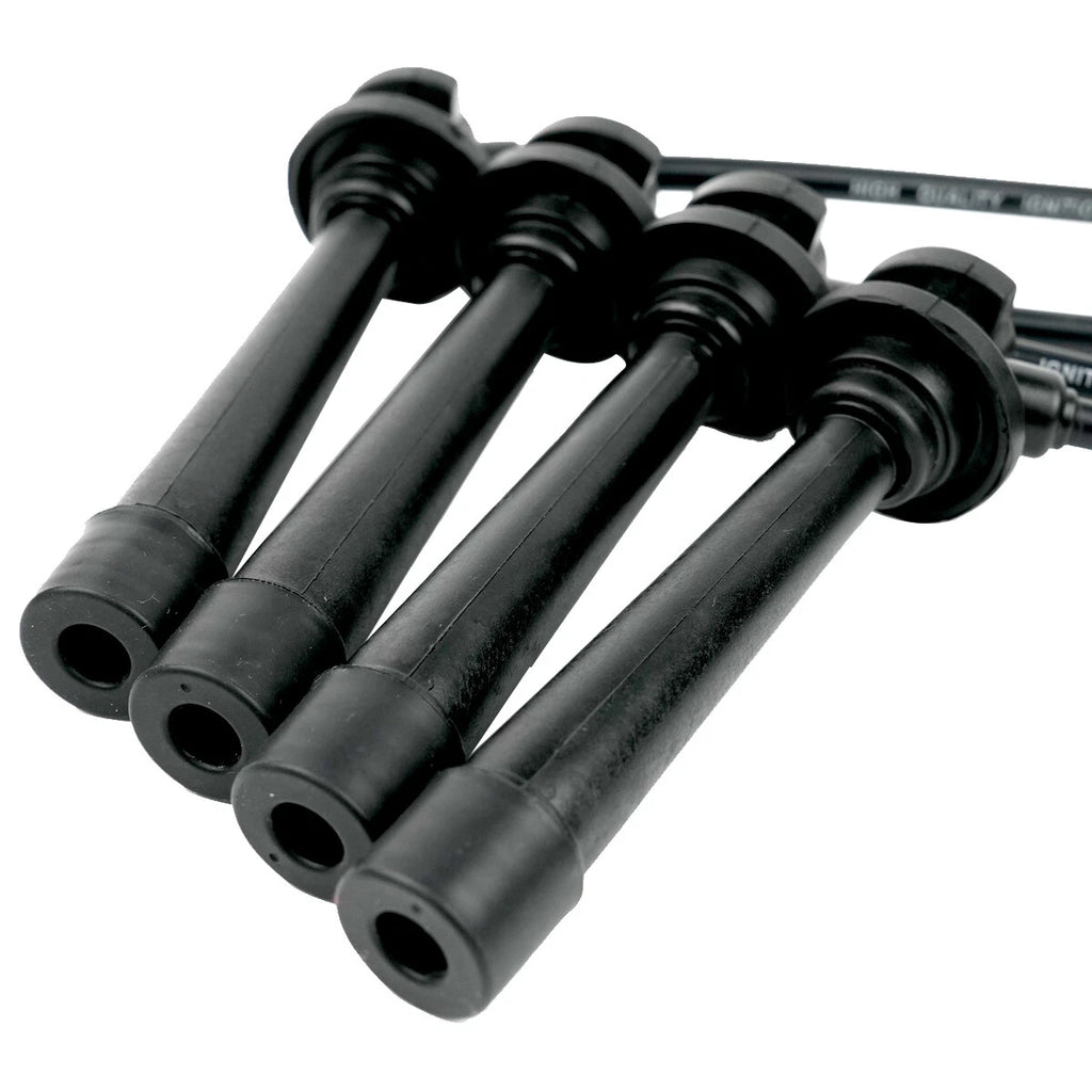 Set of 4 Spark Plug Wires + 4 Spark Plugs for Kia Rio (2001–2005) 1.5L 1.6L
