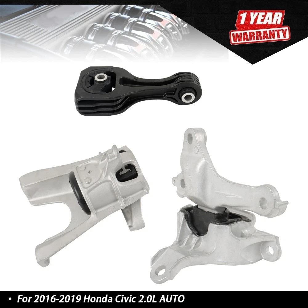 3Pcs Engine Motor & Transmission Mount Set for Honda Civic (2016-2019)