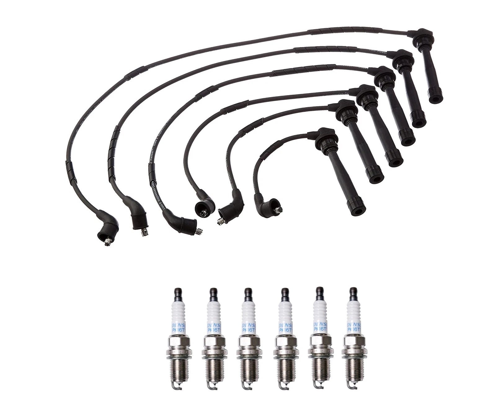 Denso 7mm Wire Set & 6 Platinum TT Spark Plugs for Hyundai Kia 2.7L V6