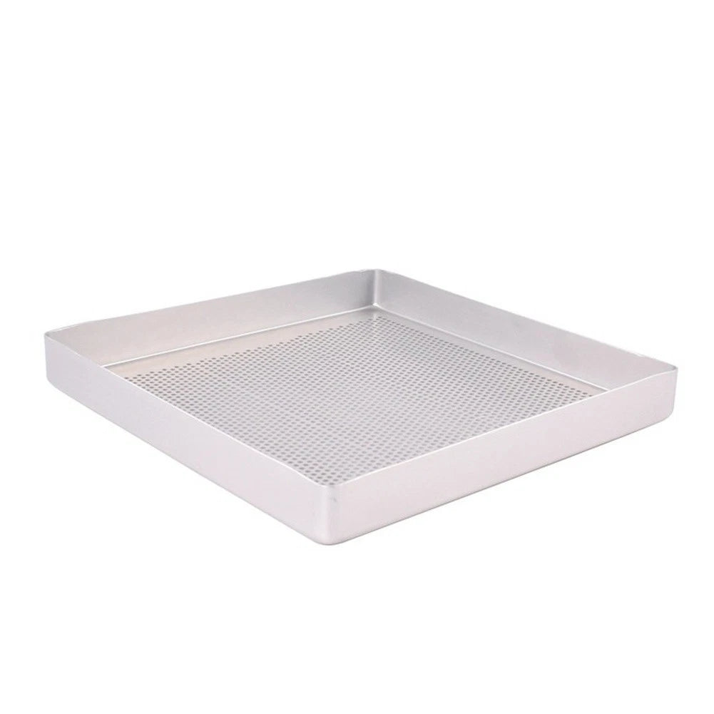 Set of 2 Perforated Aluminum Baking Pans 28x28cm Non-Slip