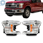 Pair Chrome Headlight Assembly for Ford F-150 (2018–2020)