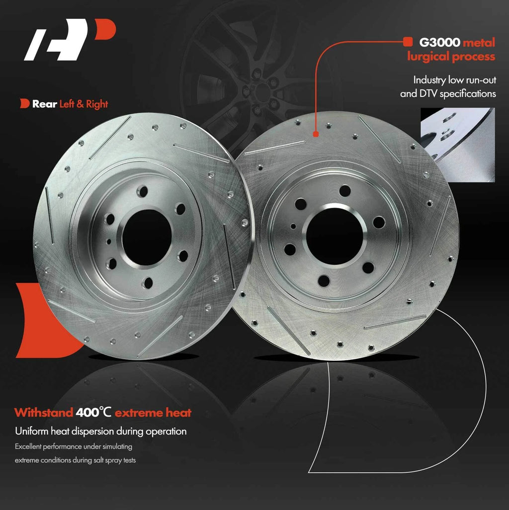 Set of 6 Rear Drilled Brake Rotors & Pads for Chevrolet Uplander (2005–2008)