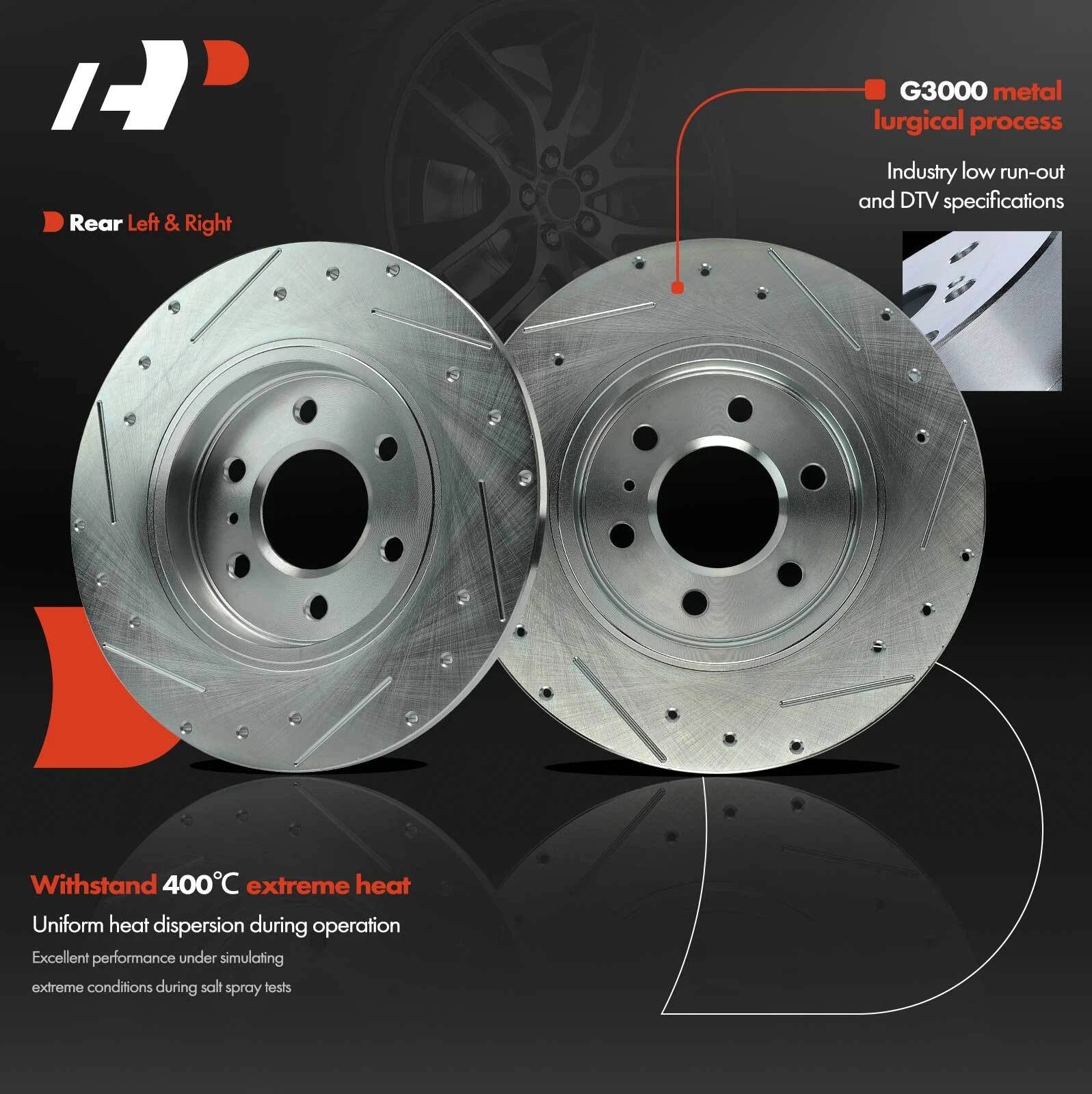 Set of 6 Rear Drilled Brake Rotors & Pads for Chevrolet Uplander (2005–2008)