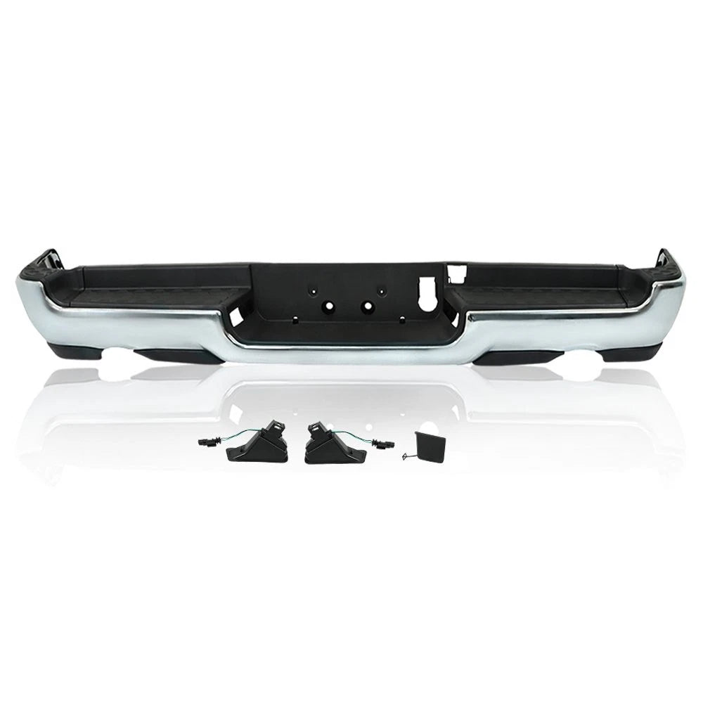 Chrome Steel Rear Bumper Assembly for Ram 1500 (2019–2022) w/ Dual Exhaust