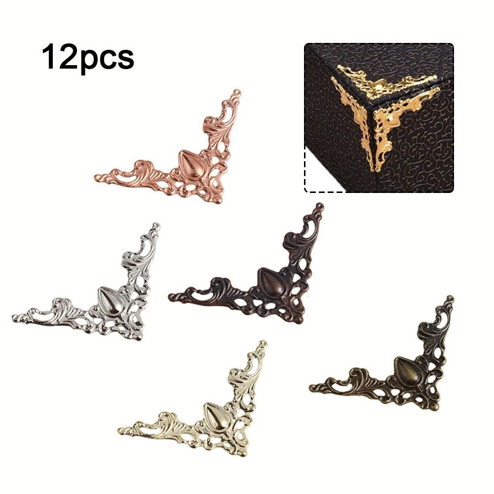 Set of 12 Metal Corner Covers for Furniture and Boxes