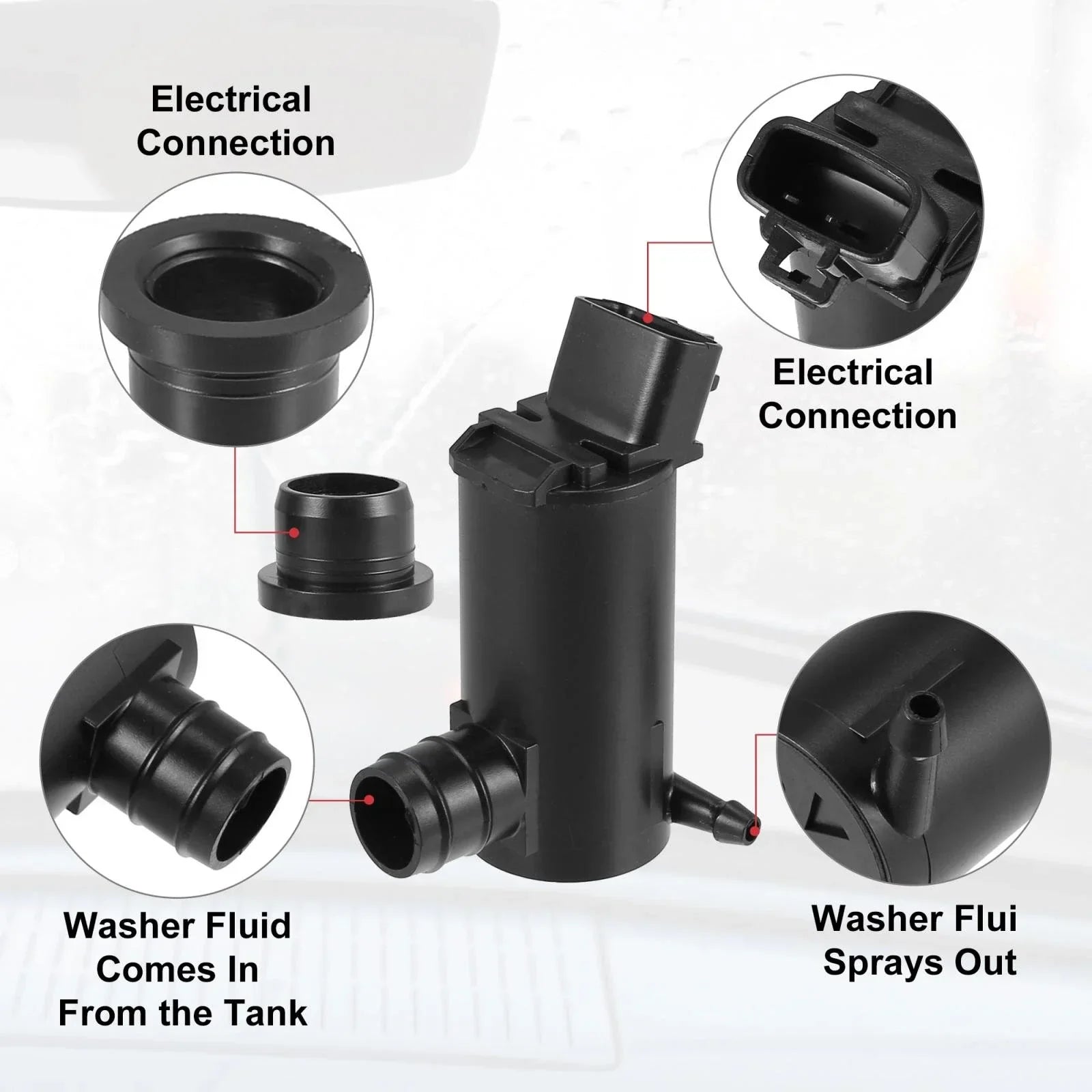 Windshield Washer Motor Pump for Toyota Camry Solara Corolla (1998–2023)