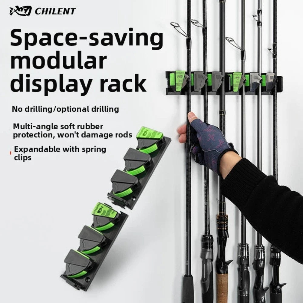 2X Wall Mounted Expandable Fishing Rod Holder for Garage Heavy Duty