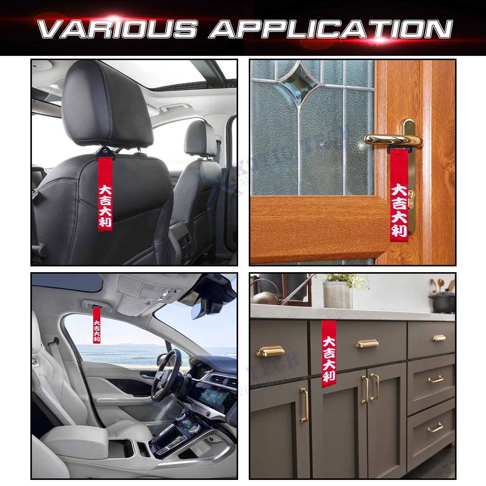 JDM Rear Tow Hook Towing Strap Decoration Kit for Auto (Set)