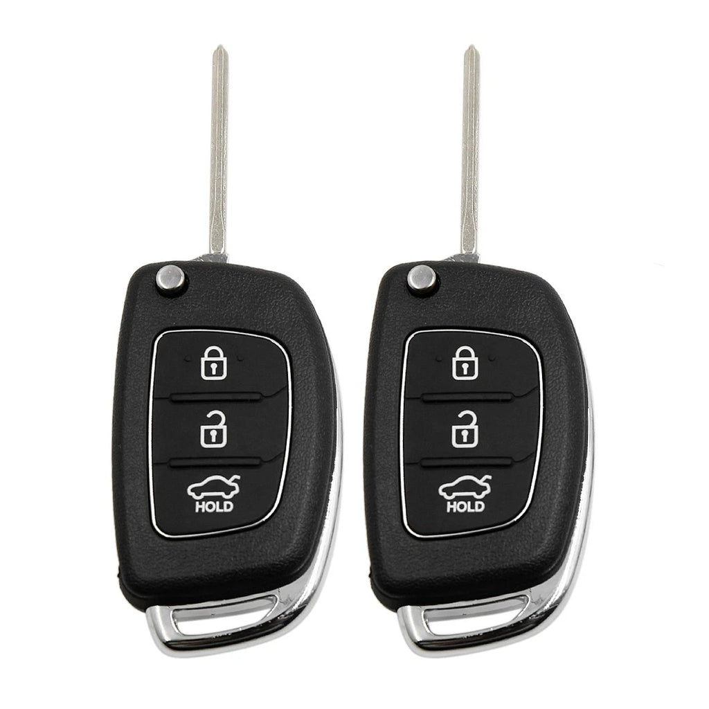 2X Flip Folding Key Remote Fob Case Replacement for Hyundai (Uncut)