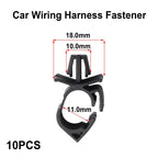 Set of 10 Wiring Fasteners for Car Harness - Plastic Black