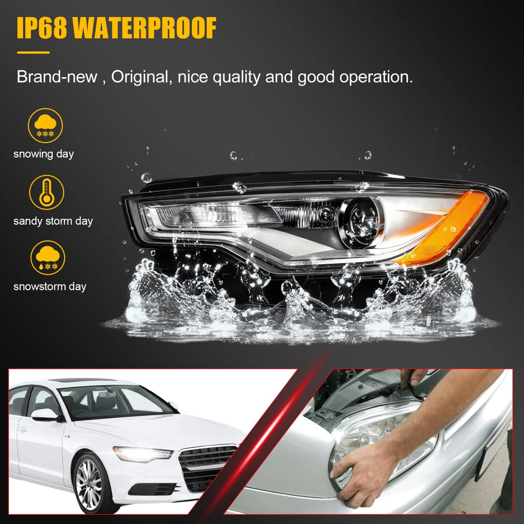 Right Headlight Assembly for Audi A6 S6 (2012–2015) HID/Xenon Projector