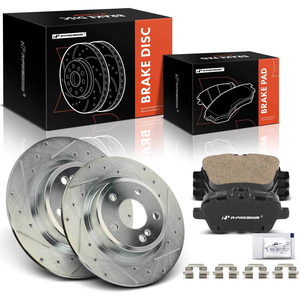 Rear Side Drilled Brake Rotor & Pad for Mercedes CLA250 (2014–2019)