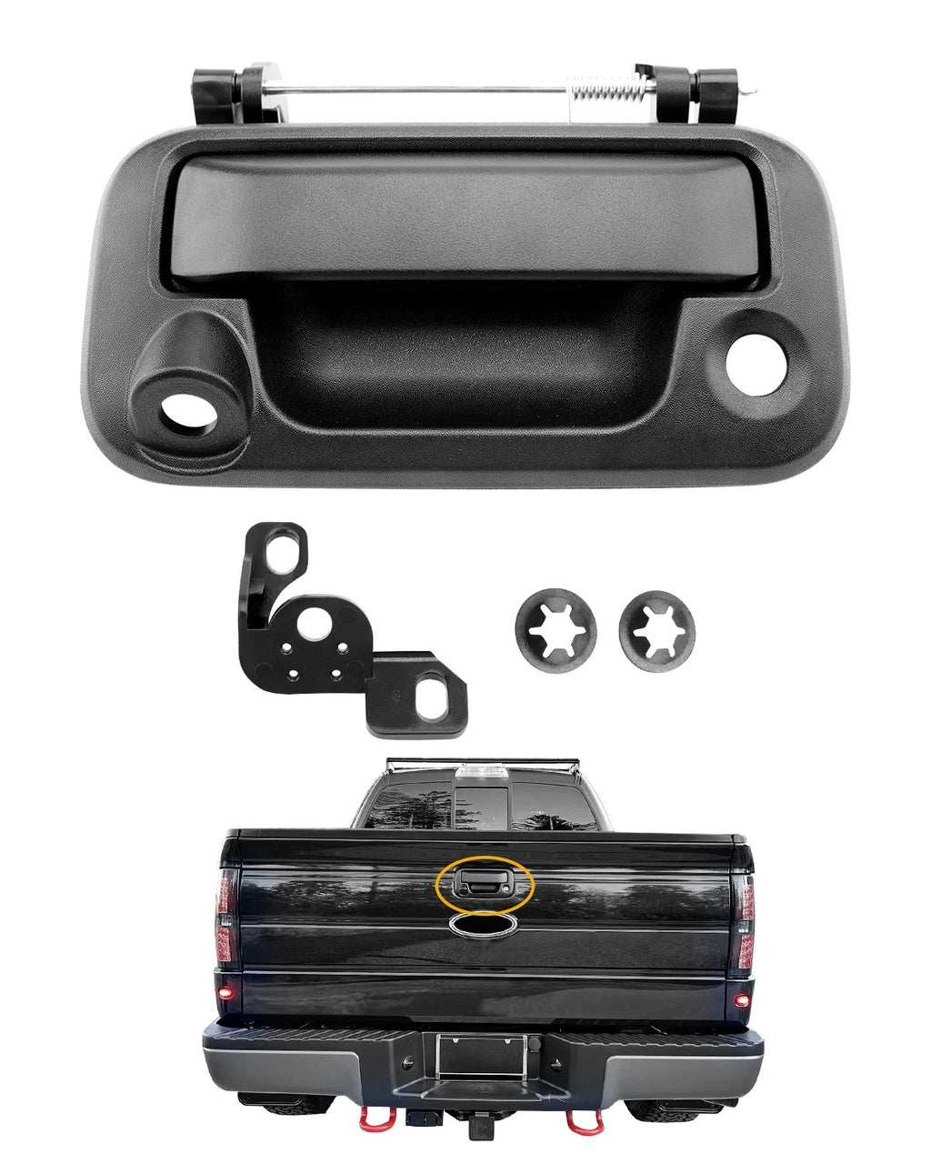 Metal Tailgate Latch Handle w/ Camera Hole for Ford F150 F250 F350 (2004–2016)
