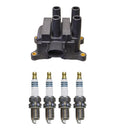 Denso Ignition Coil & 4 Iridium Power Spark Plugs Kit for Mazda 2.3 L4 (2003–2008)