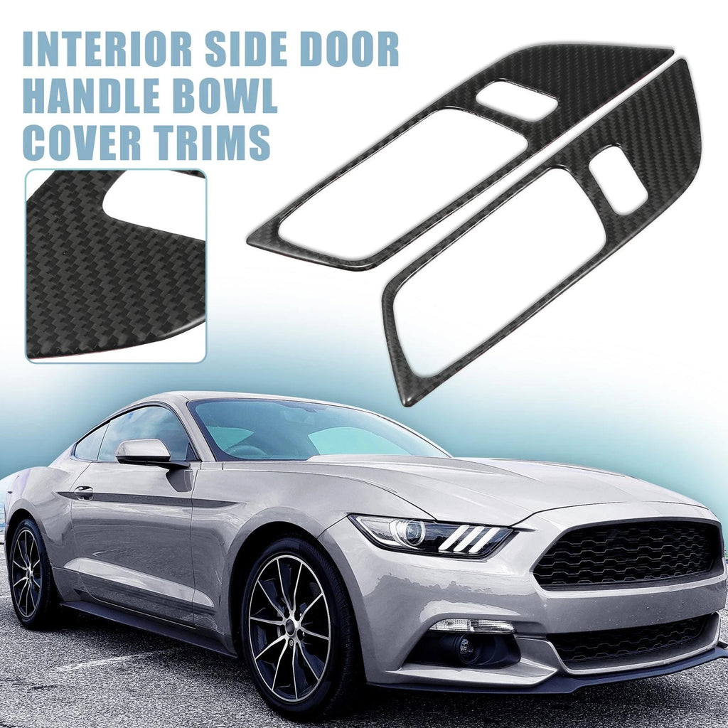 2X Side Door Handle Bowl Cover Trim for Ford Mustang (2015–2021) Black