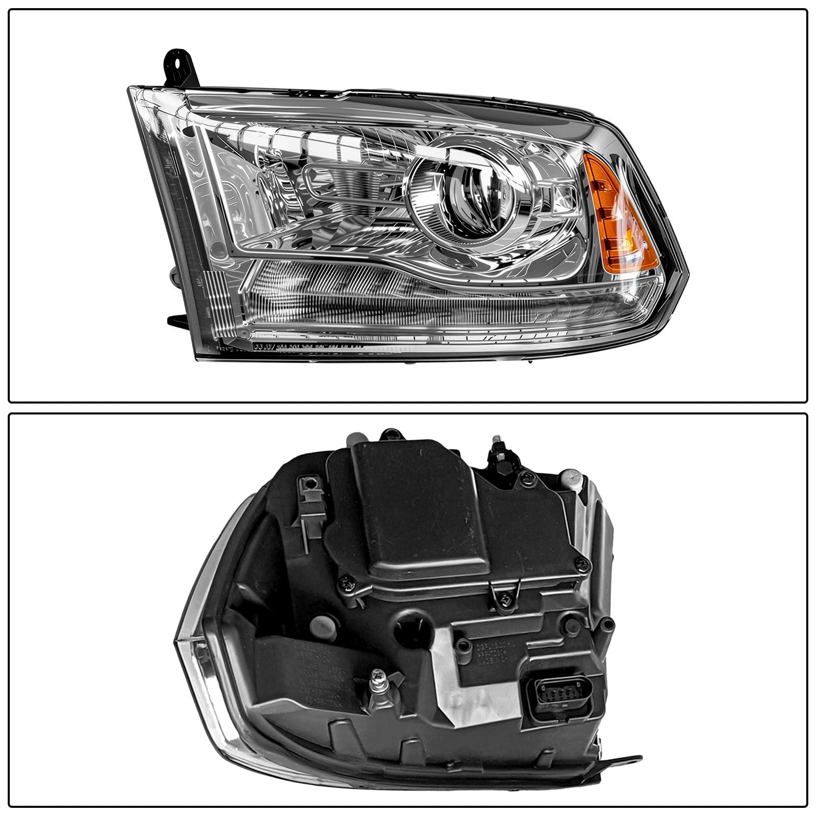 Pair Headlights for Ram 1500 2500 3500 (2013-2018) Chrome LED DRL