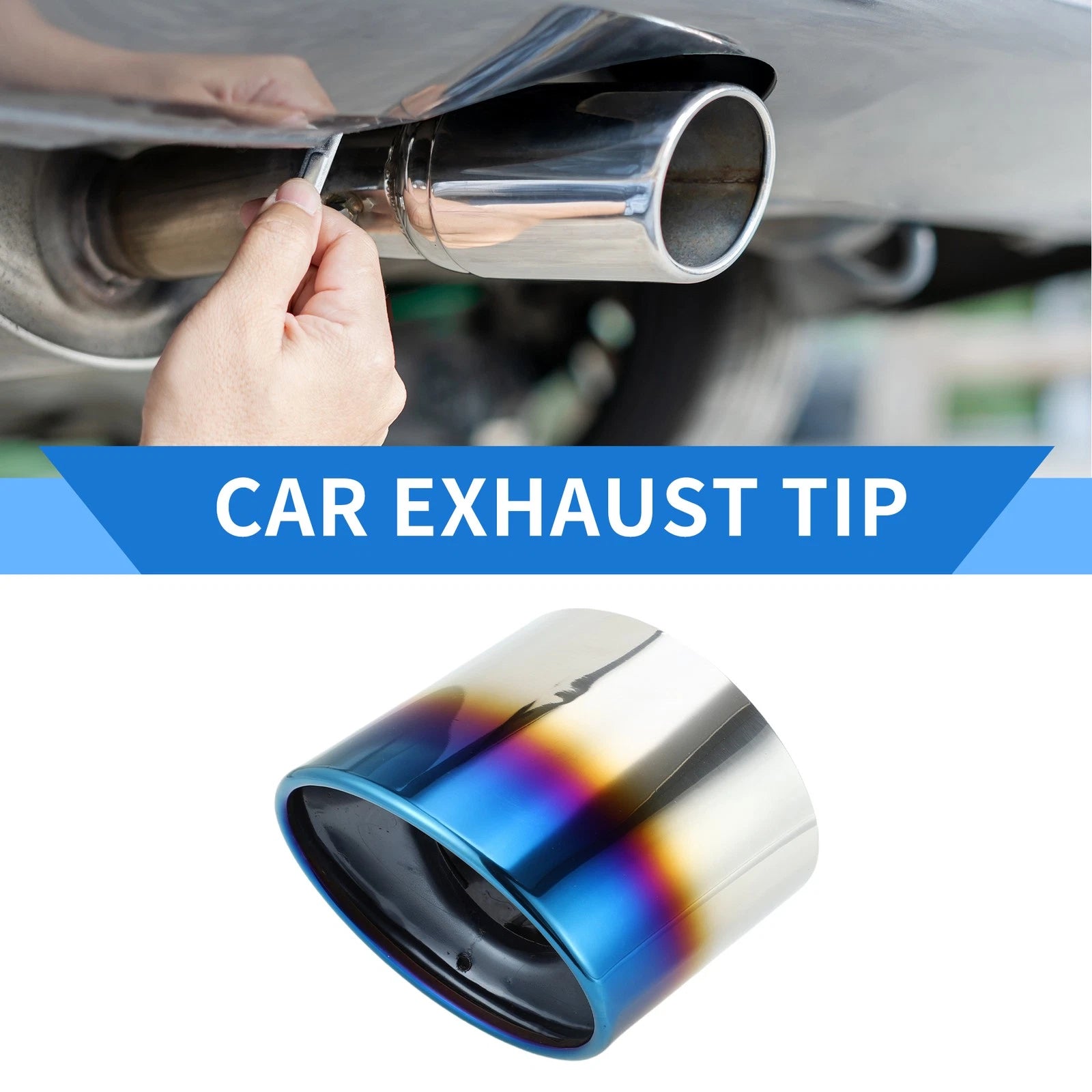 1 Pc Slant Cut Exhaust Tip 4.7" Inlet for Honda Accord (2008–2012) Burnt Blue