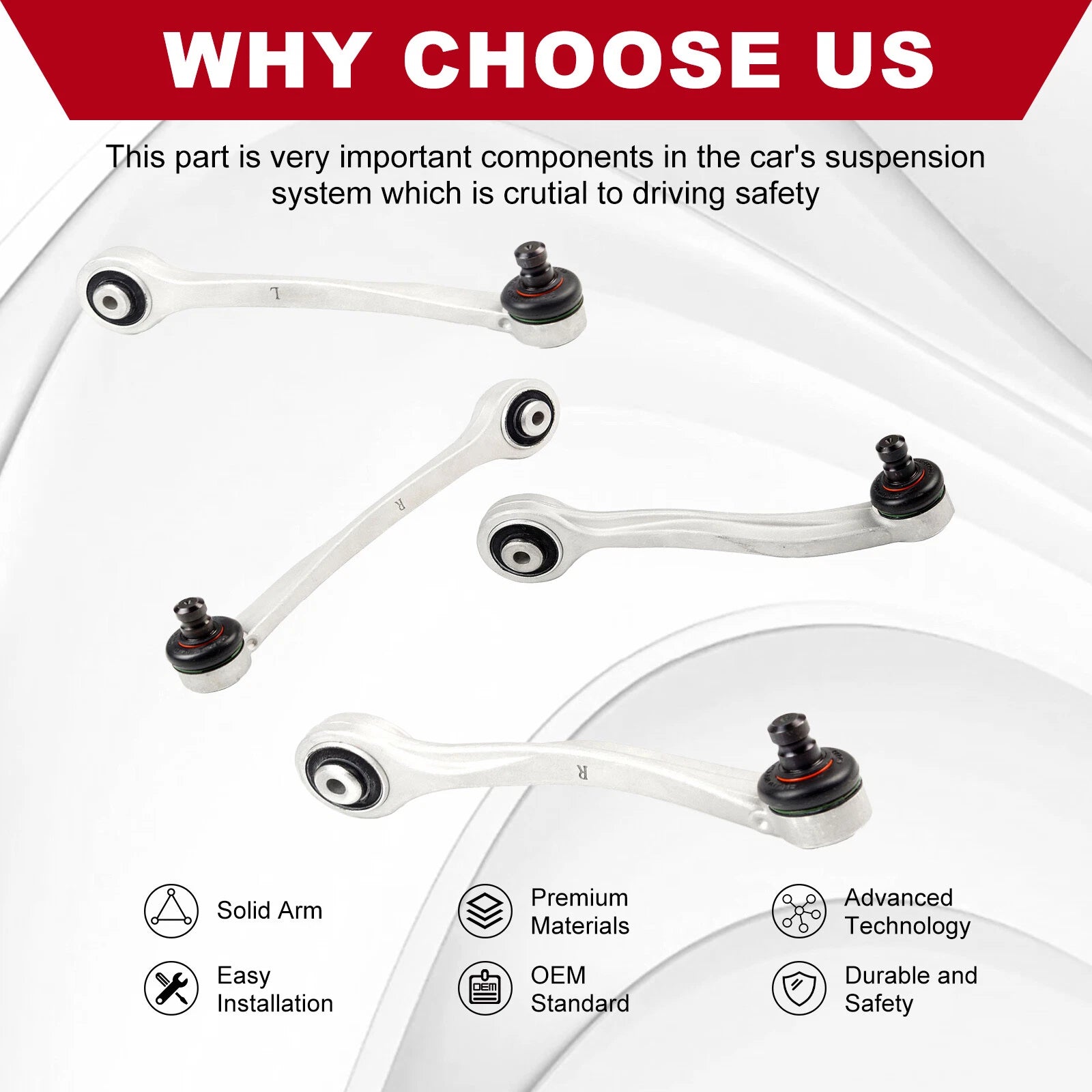 Set of 4 Suspension Control Arms Kit for Audi A8 S8