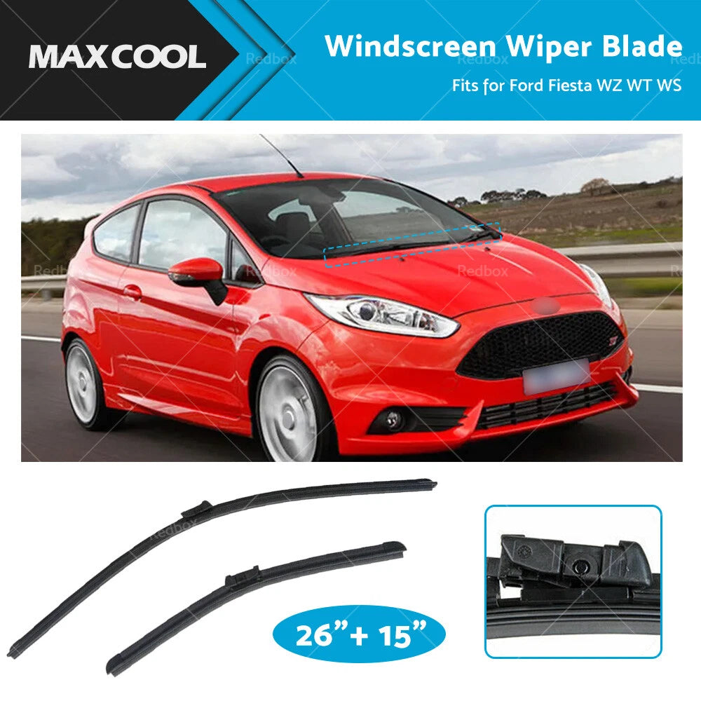 Aero Flat Wiper Blades Set of 2 for Ford Fiesta (2008–2017) 26" 15"