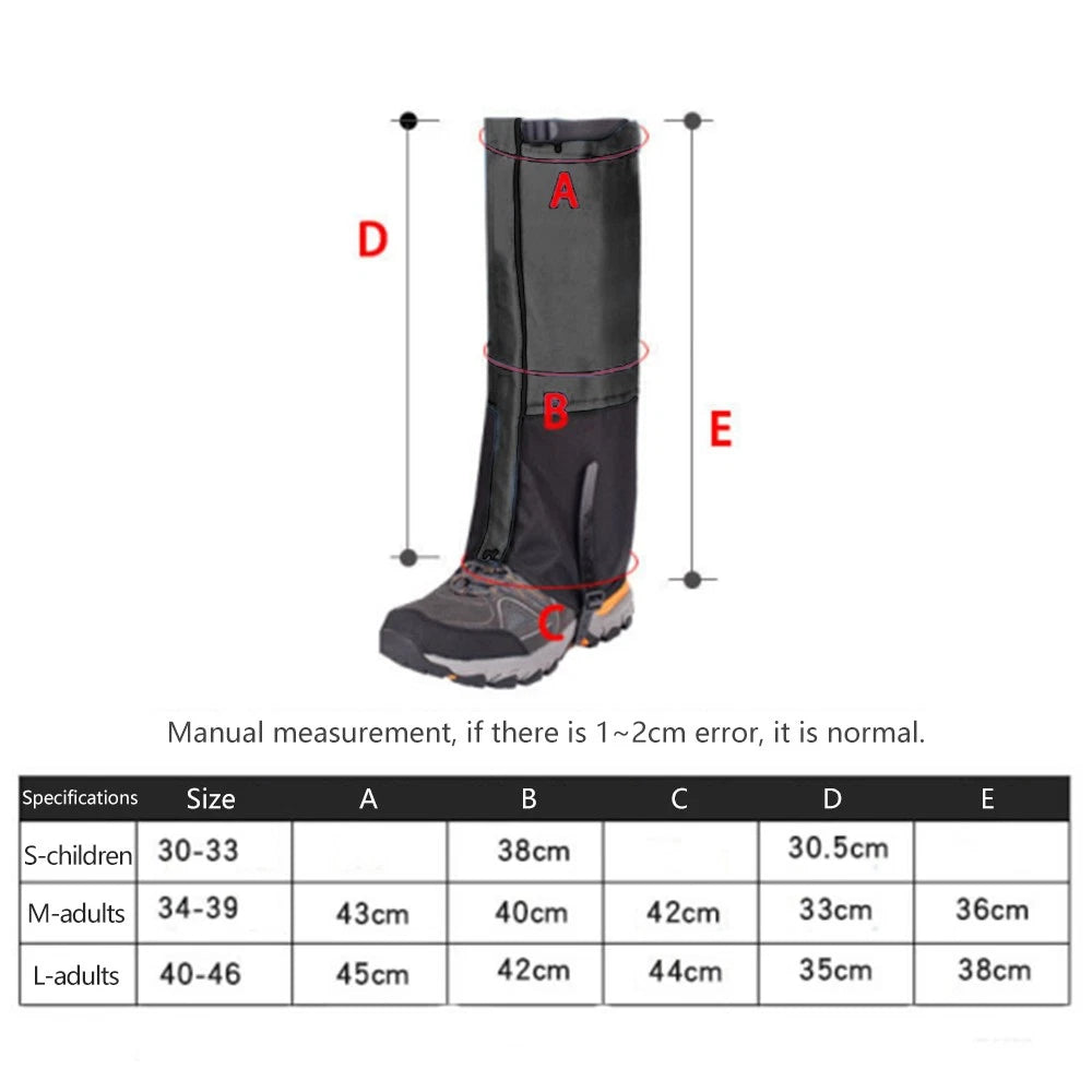 Waterproof Gaiters for Outdoor Hiking Boots (Universal Fit)