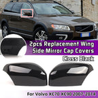 Pair Rear Mirror Cover Caps for Volvo XC70 XC90 (2007–2014) Gloss Black