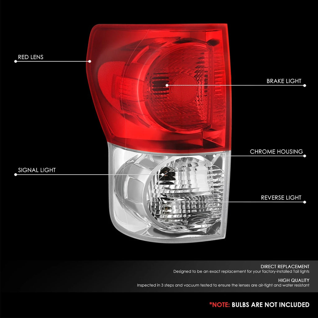 Left Side Taillight for Toyota Tundra (2007–2009) OE Style Chrome Red Lens