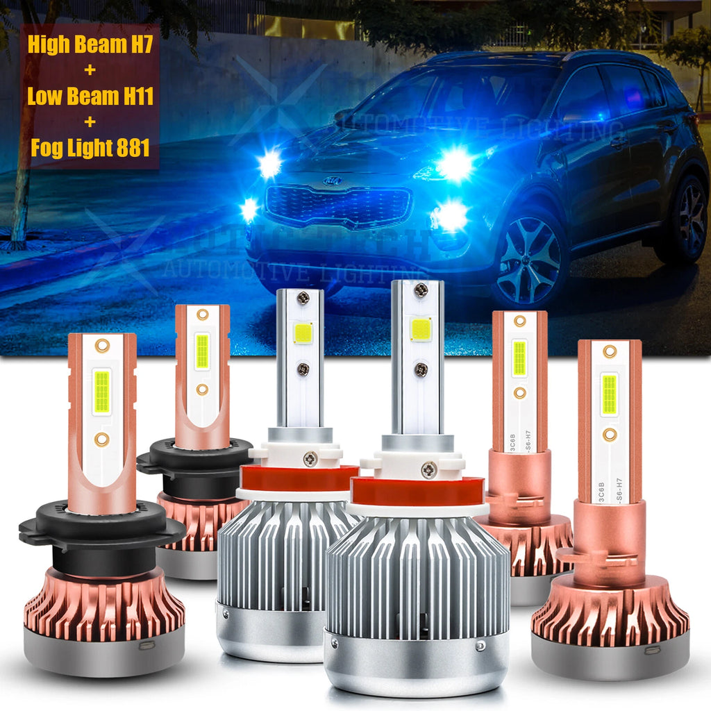 8000K Ice Blue LED Headlight & Fog Bulbs for Kia Sorento (2015–2019)