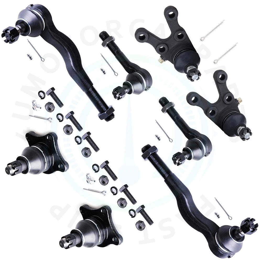 Set of 8 Front Lower Ball Joints & Outer Tie Rods for Mitsubishi Montero (1992–2000)