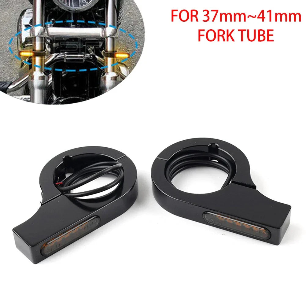 Amber LED Motorcycle Fork Turn Signal Lights for Harley Touring