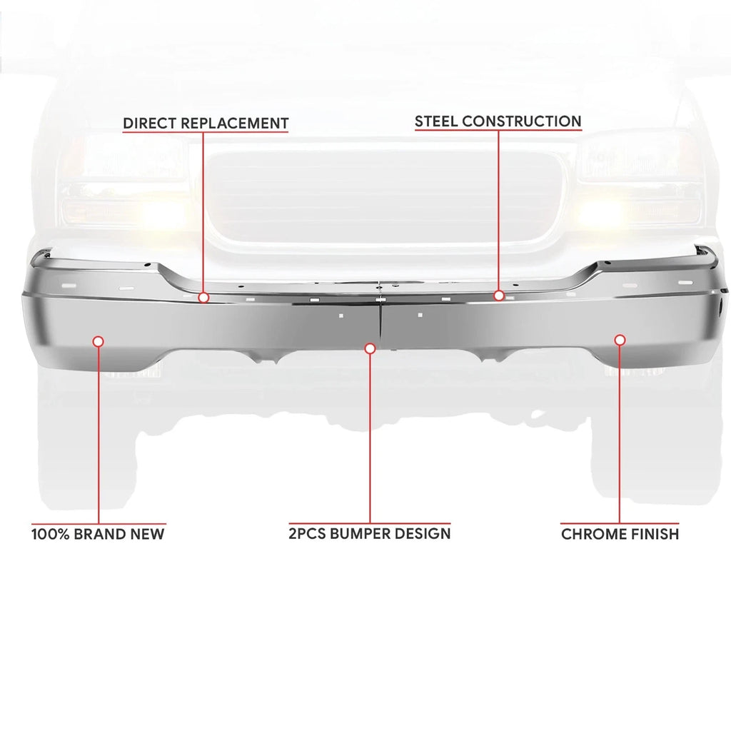 Chrome Steel Front Bumper for GMC Sierra 1500 2500 HD Yukon (1999–2006)