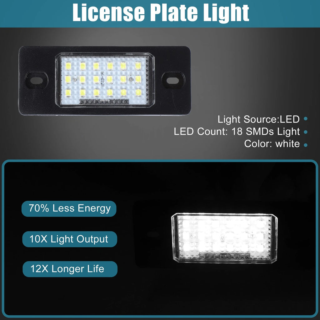 2X LED License Plate Light for VW Jetta  - Includes LED Decoders