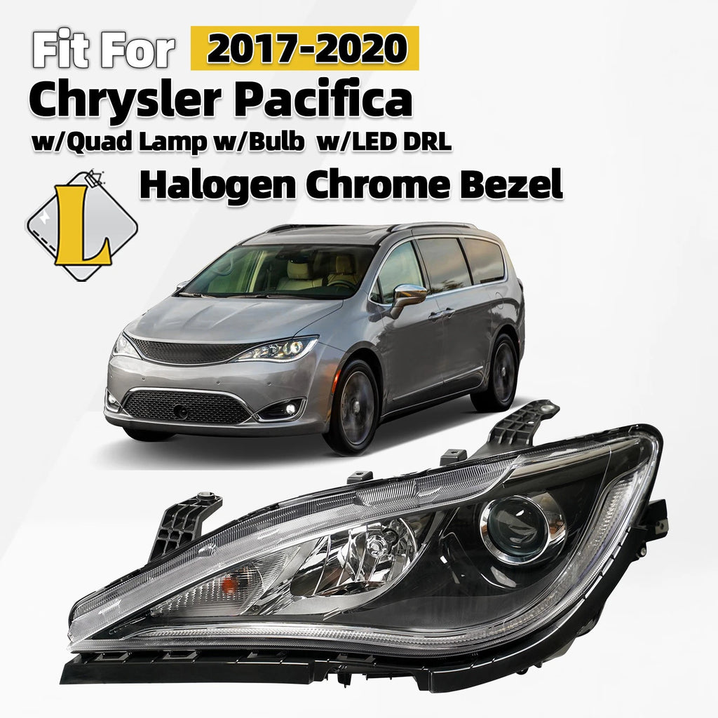 Halogen Projector Headlight with Bulb & LED DRL for Chrysler Pacifica (2017–2020)