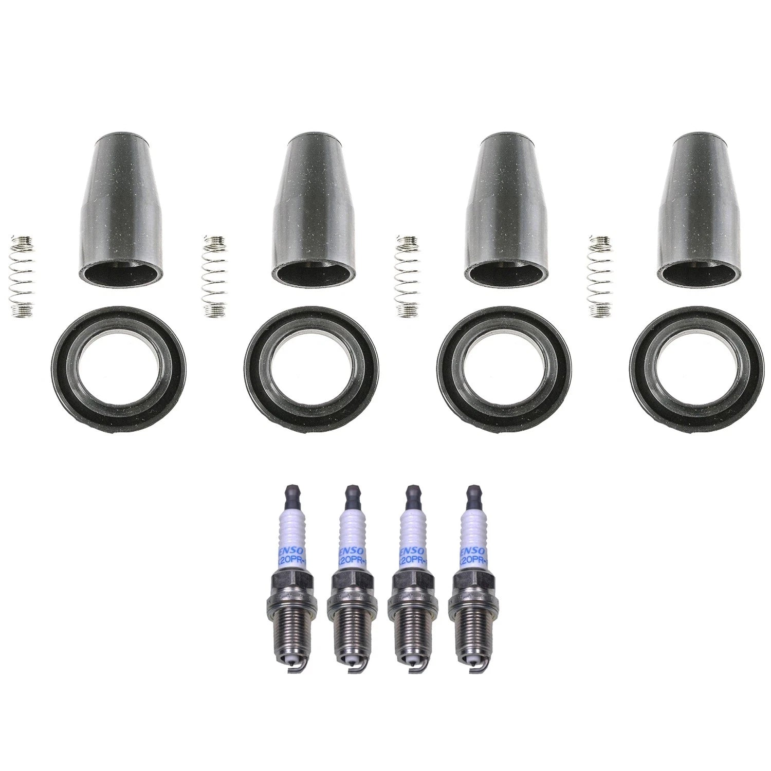 Set of 4 Denso Double Platinum Spark Plugs & Coil Boots for Cruze Sonic (2011–2016)