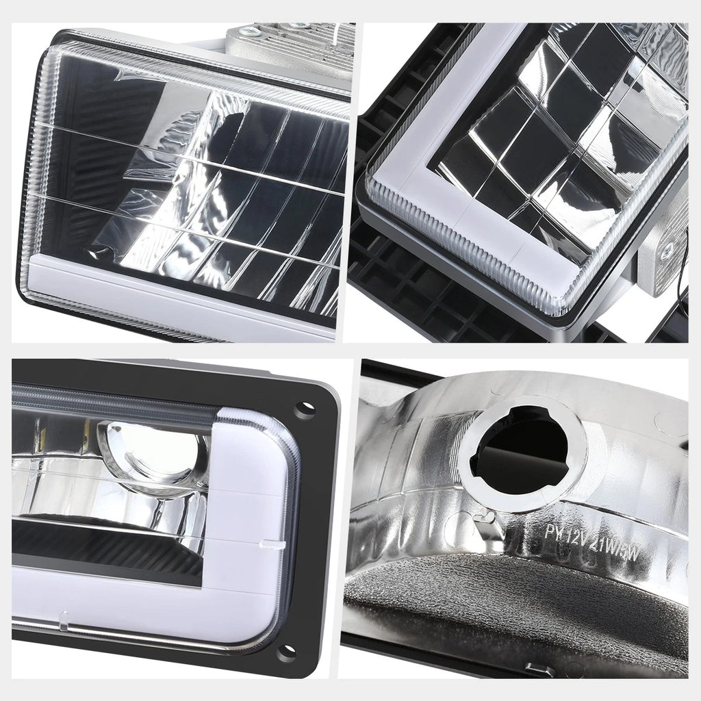 F-Shape LED DRL Headlights for Chevy GMC C/K Suburban Tahoe Yukon (1988–2002)