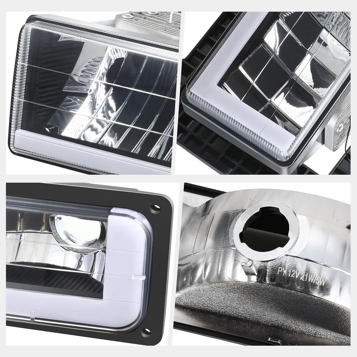 F-Shape LED DRL Headlights for Chevy GMC C/K Suburban Tahoe Yukon (1988–2002)