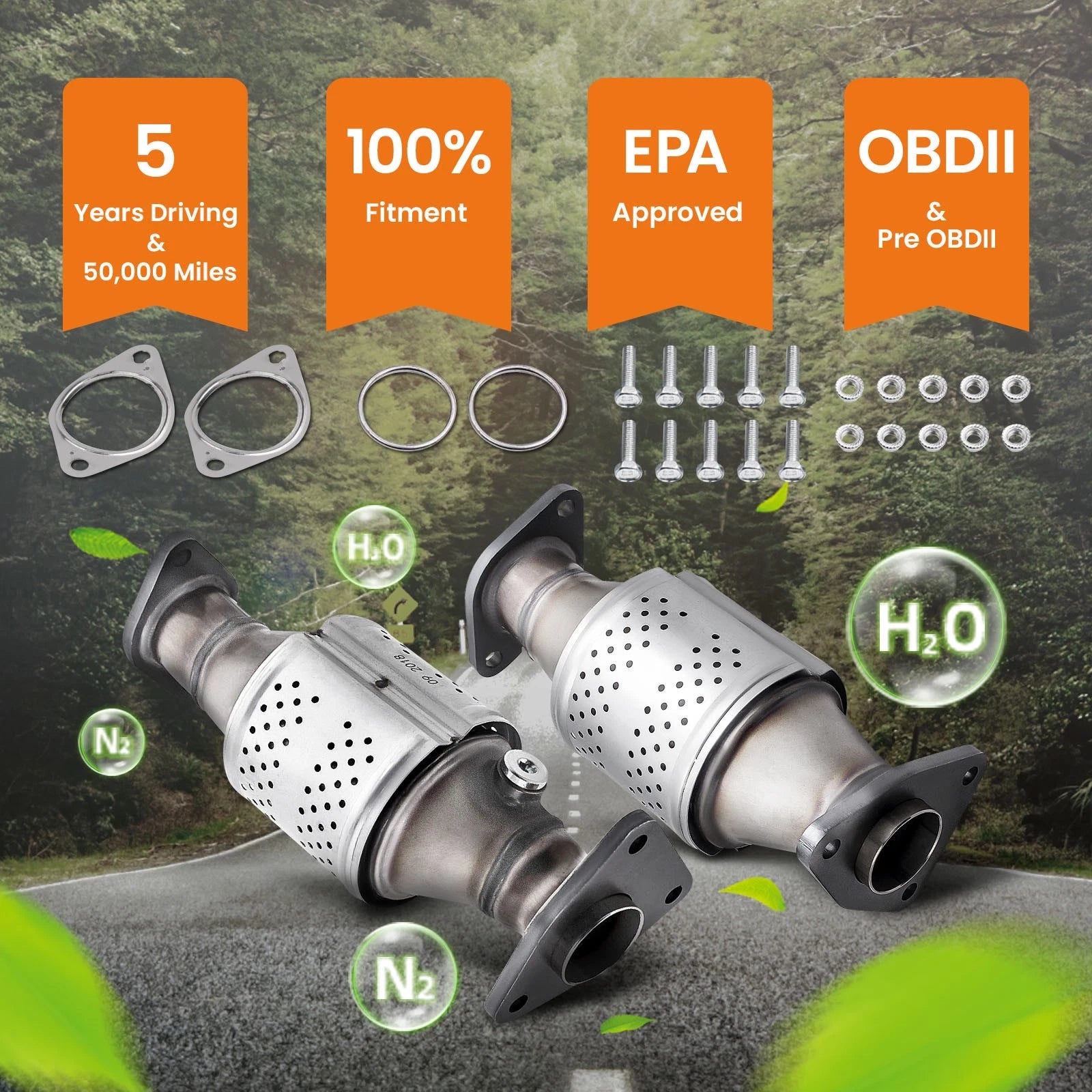 2X Front Catalytic Converters for Nissan Frontier/Xterra 4.0L (2005–2017)