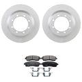 Set of 2 Bosch QuietCast Rear Rotors & TRW Pro Metallic Brake Pads for Ford F-350