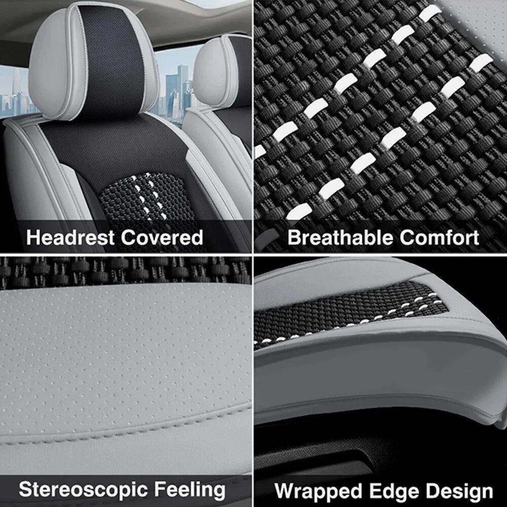 Set of 2 Leather Car Seat Covers for Toyota Tacoma Gray Black