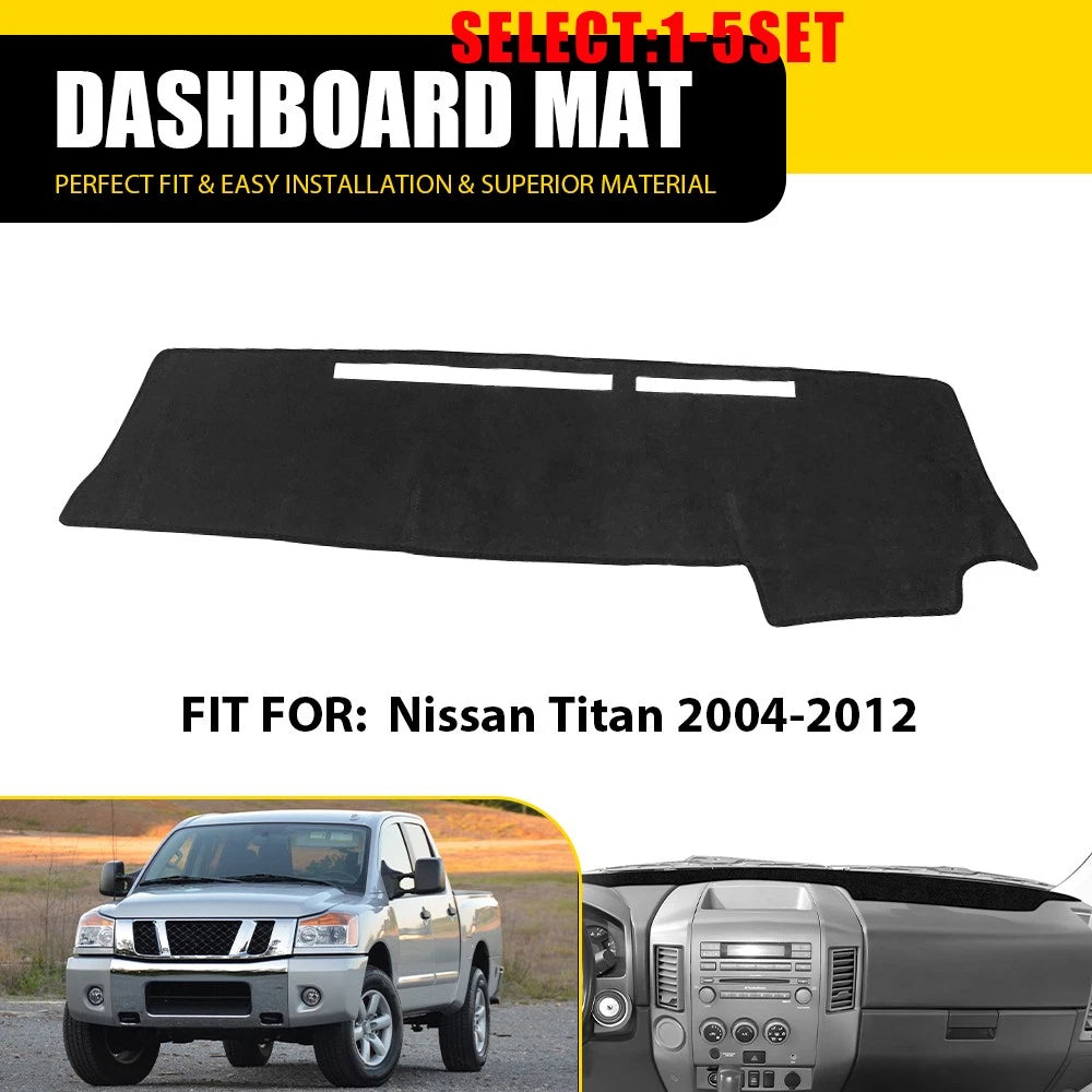 Dashboard Protector Cover Mat for Nissan Titan (2004–2012) Black