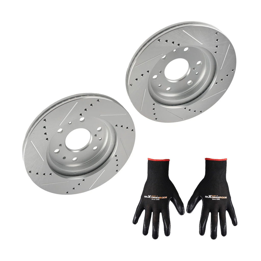 Front Drilled and Slotted Brake Rotor Kit for Chevrolet Express 1500 (2009–2014)