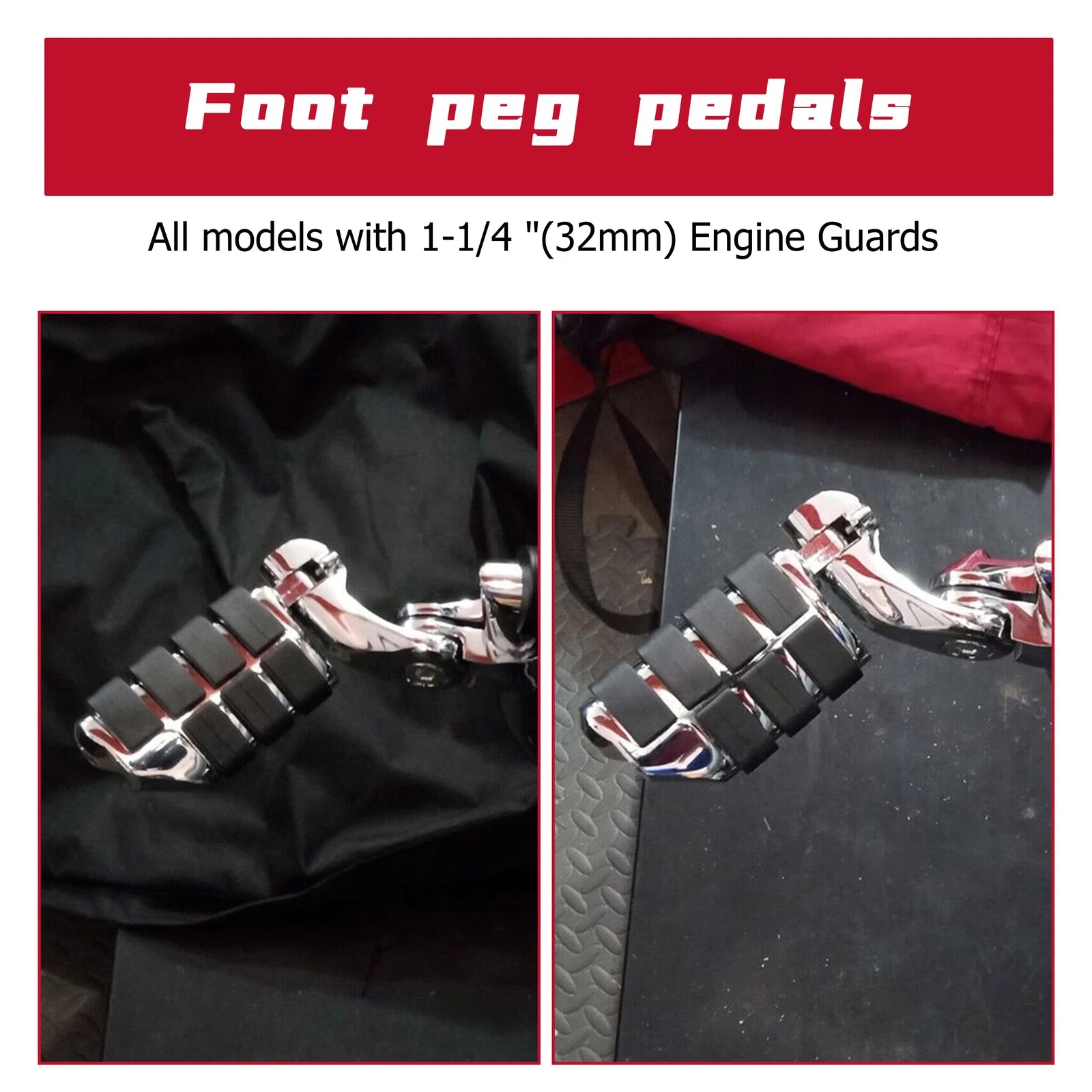 Foot Pegs for Harley Davidson Road King, Street Glide (1-1/4" Bars)