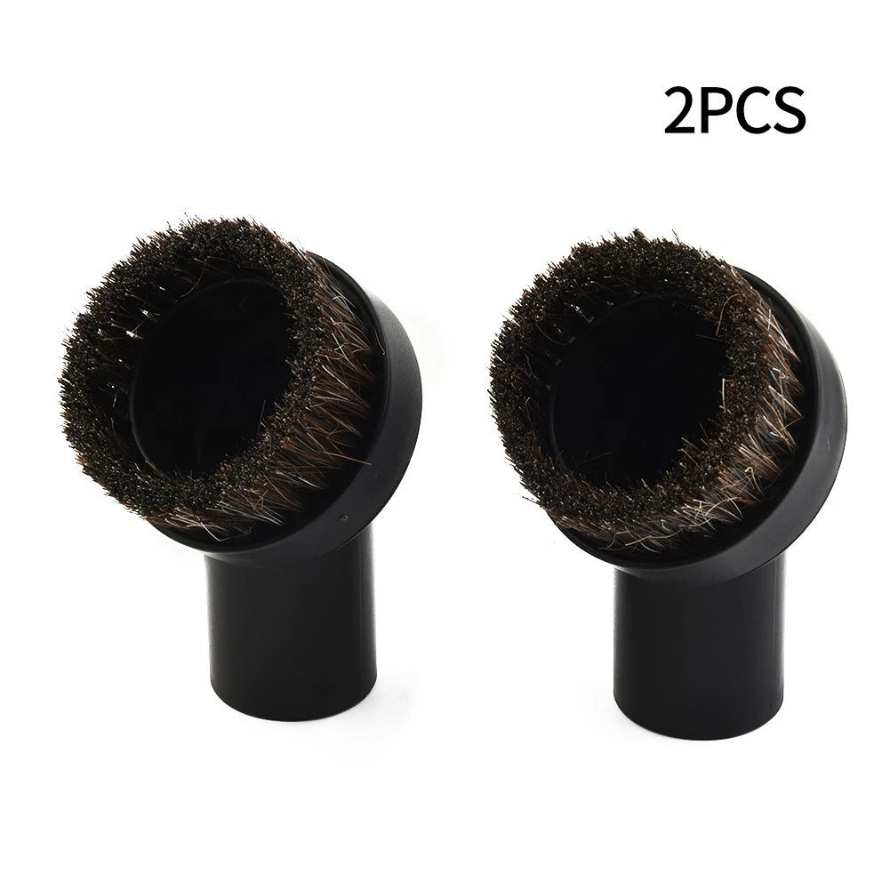 Set of 2 Horse Hair Round Dusting Brushes for Vacuum Cleaner Attachment